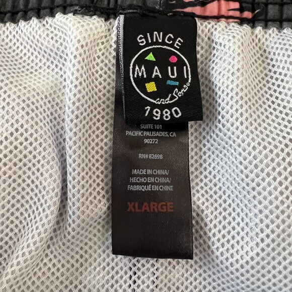 Maui and Sons Black Island Slice Swim Trunks Brief Liner Drawstring Men's XL - Picture 5 of 12